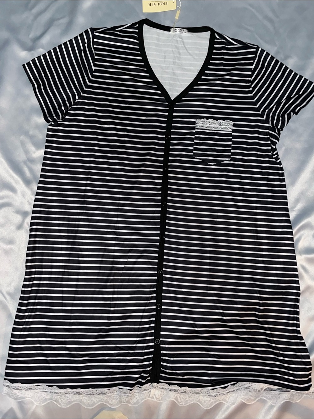 Ekouaer Lace Trim Nightshirt